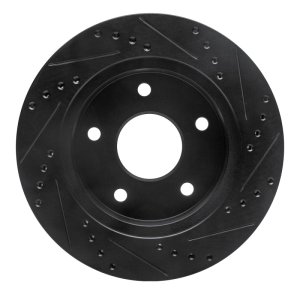 Dodge Ramcharger Brake Rotor (1) - Front Left - R1 Concepts - Drilled & Slotted - Black - `00-`02